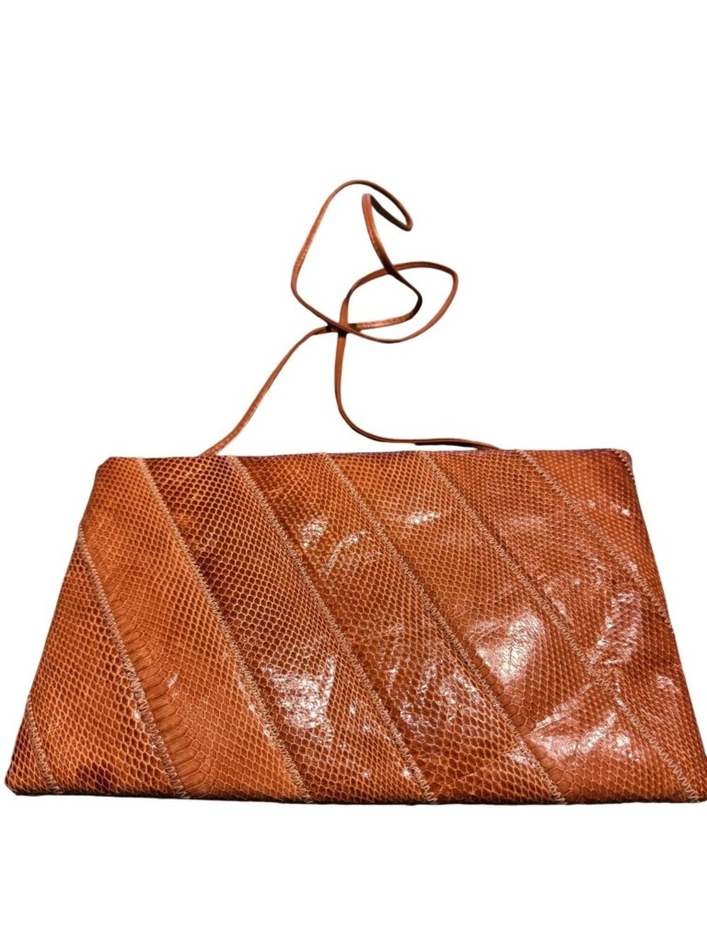Vintage Genuine Snake Skin Clutch Purse With Strap